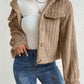 Fuzzy Button Up Collared Neck Jacket