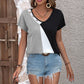 Women's Bryony Color Block Decorative Button V-Neck Tee