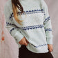 CozyWonders Geometric Mock Neck Dropped Shoulder Sweater