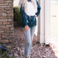 Women's Full Size Contrast Splash Drop Shoulder Sweatshirt