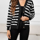 Beauteous Striped Dropped Shoulder V-Neck Knit Top
