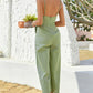 Double Crazy Spaghetti Strap Wide Leg Jumpsuit with Pockets