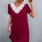 Spliced Lace Contrast Short Sleeve Dress