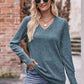 V-Neck Long Sleeve Ribbed Top