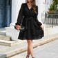 SO CUTE Full Size Surplice Neck Swiss Dot Tie Belt Layered Dress