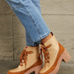 East Lion Corp Lace Up Tan Lug Boots