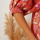 Floral Tie Neck Half Sleeve Dress