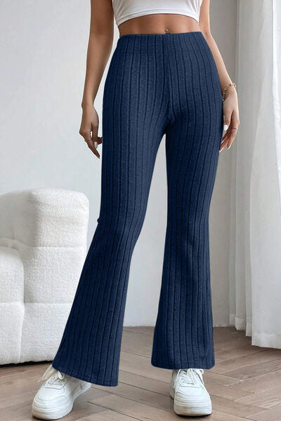 Basic Bae Full Size Ribbed High Waist Flare Pants *
