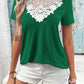 Women's Spliced Lace Contrast Short Sleeve Top