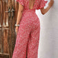 Floral Printed Tie Back Ruffled Jumpsuit