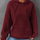 Full Size Textured Drawstring Drop Shoulder Hoodie