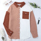 Women's Full Size Color Block Textured Drop Shoulder Shacket