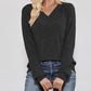 V-Neck Ribbed Long Sleeve Top