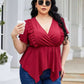 Plus Size Frill Surplice Flutter Sleeve Blouse