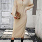 Decorative Button Notched Dropped Shoulder Sweater Dress