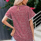 Women's Printed Pom Pom Detail Petal Sleeve Blouse
