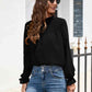 Smocked Mock Neck Swiss Dot Top