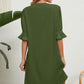 Notched Flounce Sleeve Mini Dress