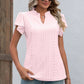 Eyelet Notched Flutter Sleeve T-Shirt