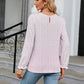 Printed Round Neck Flounce Sleeve Blouse