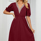 V-Neck Puff Sleeve Dress