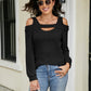 Full Size Cold Shoulder Cutout Square Neck Blouse