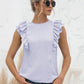 Malibu Dreams Round Neck Tied Open Back Flutter Sleeve Top