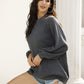 Ribbed Long Sleeve Cold Shoulder Knit Top