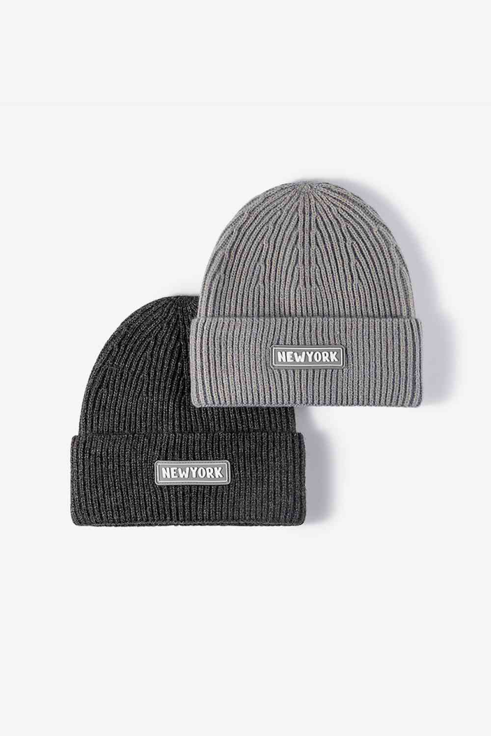 BeanieHatz NEW YORK Patch Rib-Knit Cuffed Beanie