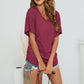 Full Size V-Neck Side Ruched Tee