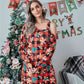 Christmas Asymmetrical Neck Long Sleeve Mini Dress