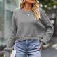 Round Neck Drop Shoulder Long Sleeve Sweater