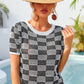 Women's Checkered Short Sleeve Knit Top
