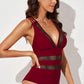 Printed Mesh Plunge One-Piece Swimsuit