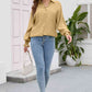 High-Low Collared Neck Lantern Sleeve Shirt