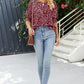 Polka Dot Round Neck Lantern Sleeve Blouse