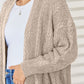 Cable-Knit Open Front Dropped Shoulder Cardigan