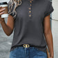 Half Button Round Neck T-Shirt