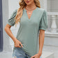 Eyelet Notched Puff Sleeve T-Shirt
