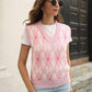 Zoe&Hannah Geometric V-Neck Blush Pink Sweater Vest