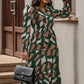 Printed Tied Pocketed Lantern Sleeve Dress