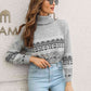 Turtleneck Geometric Long Sleeve Sweater