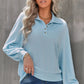 Quarter-Button Collared Sweatshirt