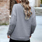 Cable-Knit Round Neck Drop Shoulder Sweater