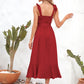 Square Neck Tie Strap Midi Dress