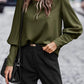 Full Size Round Neck Lantern Sleeve Blouse