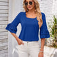 Ruffled Suqare Neck Half Sleeve Blouse