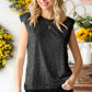 Women's Sequin Round Neck Capped Sleeve Tank