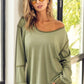 BiBi Waffle Knit Contrast Trim Long Sleeve T-Shirt - Brand BiBi