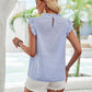 Abigail Eyelet Ruffle Trim Cap Sleeve Tank